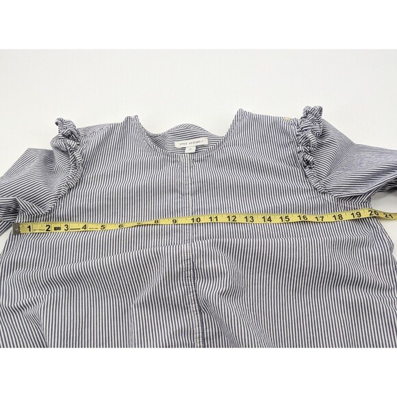 Free Assembly Blue White Striped Sleeve Long Ruffle Sleeve Top Size Medium - Picture 4 of 9